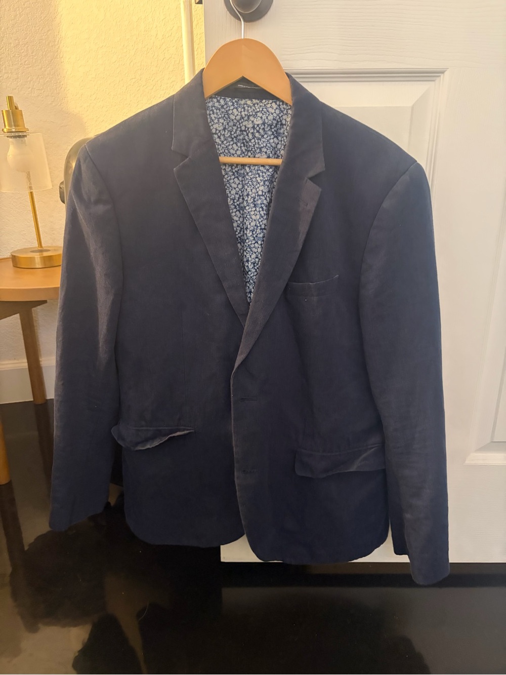 H&M Navy Shirt Jacket with Floral Lining